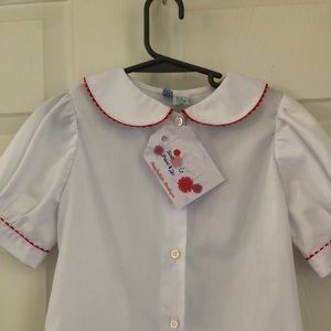 Vintage Red White Peter Pan Collar Shirt Size 6